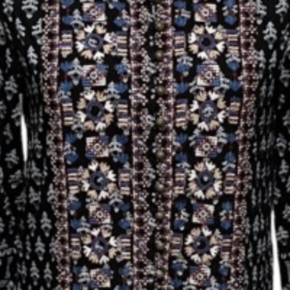 Vanessa Virginia Anthropologie Medium Embroidered Button Front 3/4 Sleev… - Picture 2 of 8